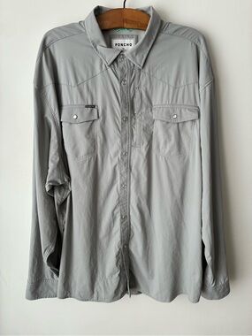 Poncho Outdoors Shirt Men’s 3XL Gray Long Sleeve Pearl Snap